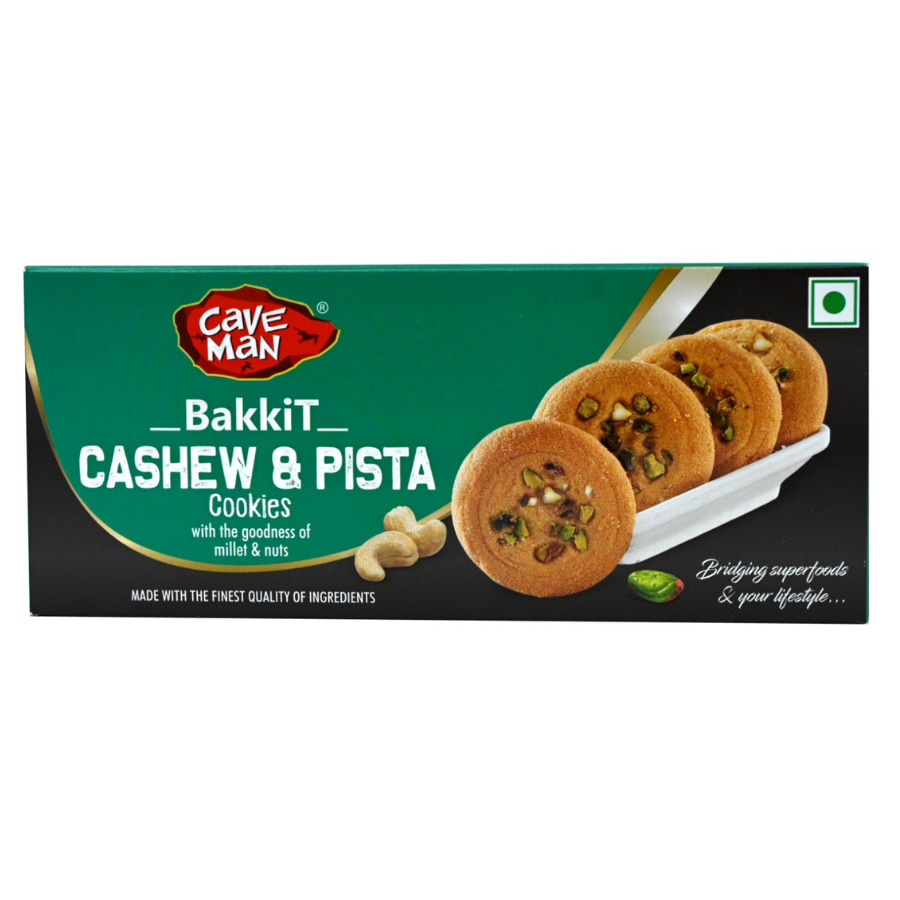 Caveman Bakkit Cashew Pista Millet Cookies image 0