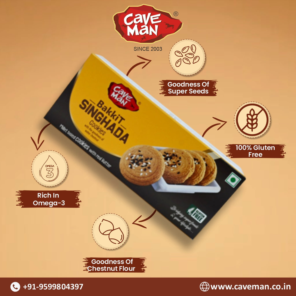 Caveman Bakkit Singhada Millet Cookies - Gluten Free image 1