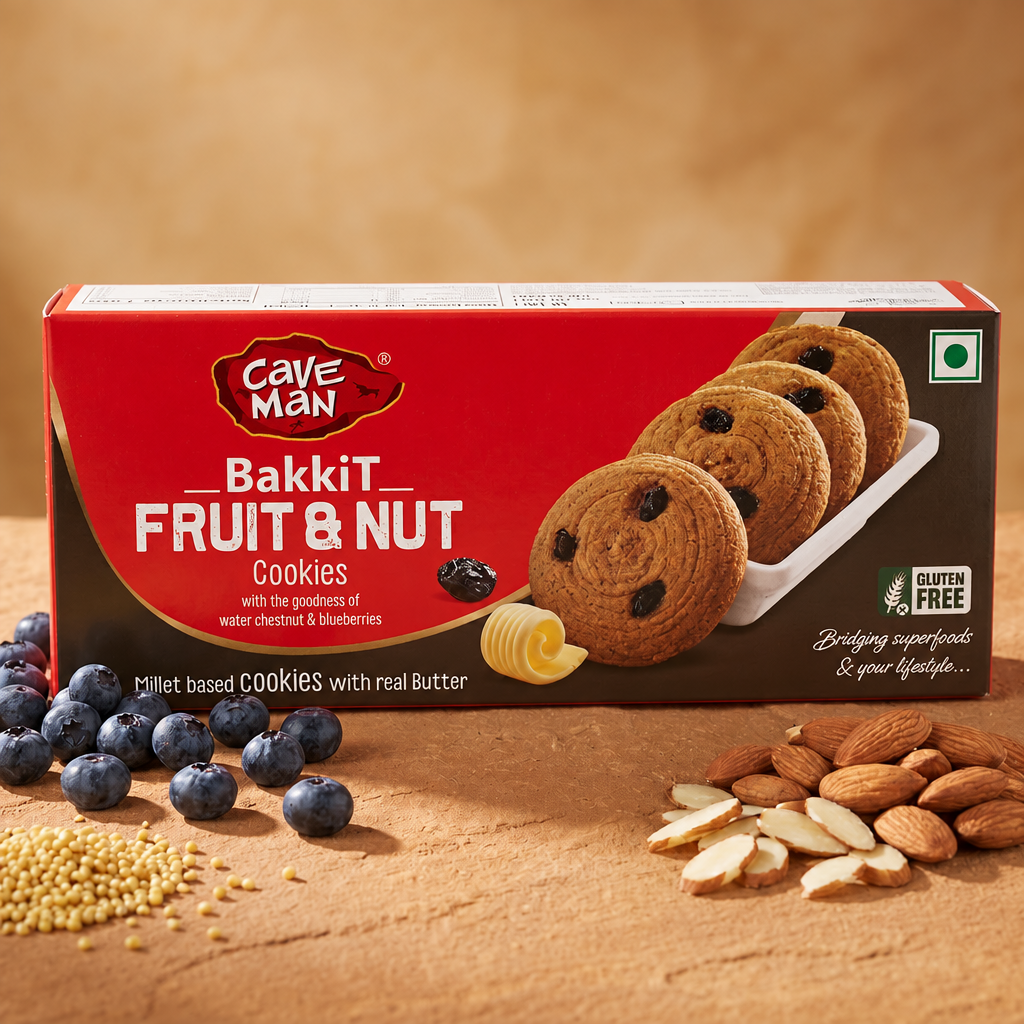 Caveman Bakkit Fruit & Nut Millet Cookies - Gluten Free