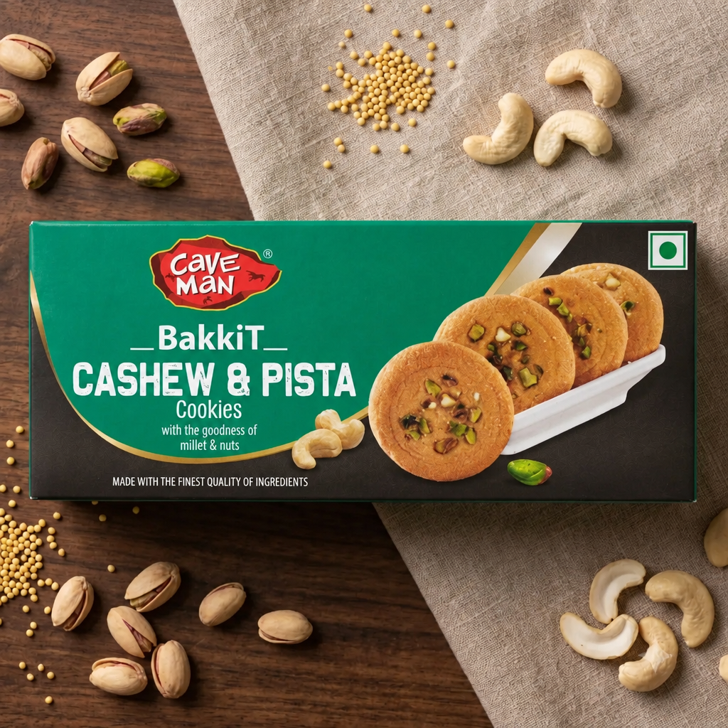 Caveman Bakkit Cashew Pista Millet Cookies